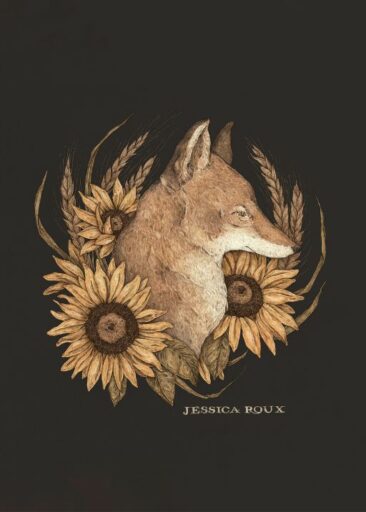 Coyote and Sunflower von Jessica Roux